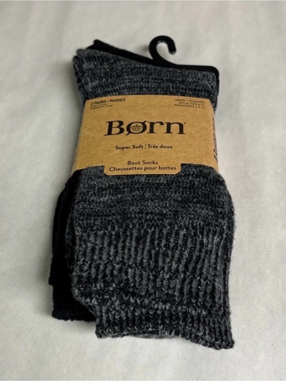 New Born Socks 2 Pair Men’s Black Super Soft Boot Socks Casual Activewear